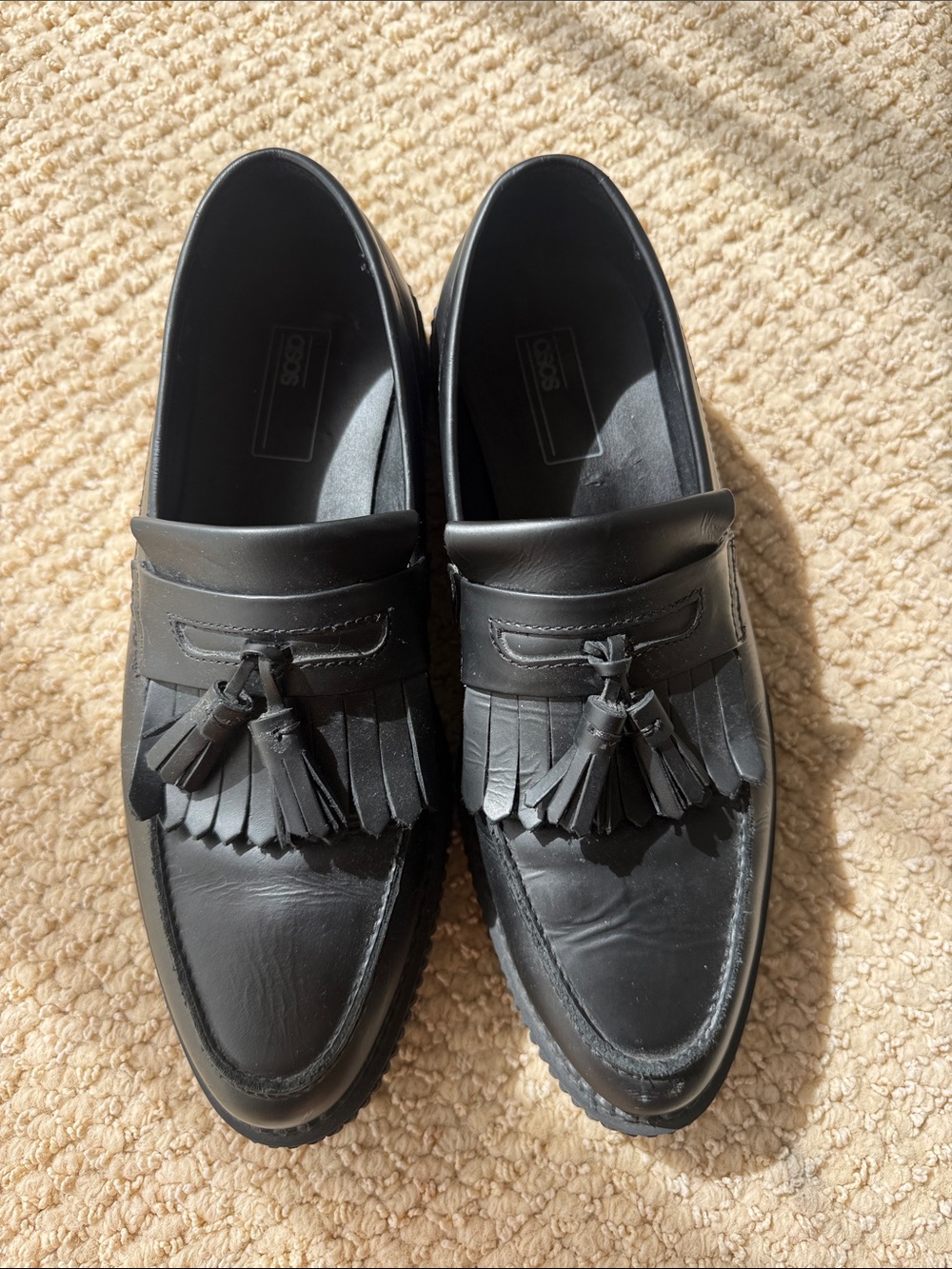 ASOS Black Tassel Fringe Loafers for Men size 7